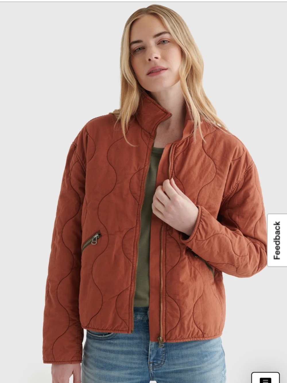 Lucky Brand Quilted Pink Bomber Jacket